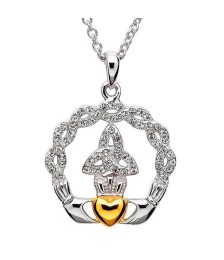 Claddagh Dreieinigkeit Anhänger mit Swarovski-Kristallen