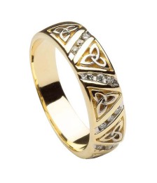 Men's Diamond Trinity Knot Wedding Ring - Yellow Gold