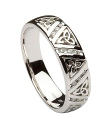 Women's Diamond Trinity Knot Wedding Ring - White Gold