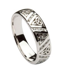 Men's Diamond Trinity Knot Wedding Ring - White Gold