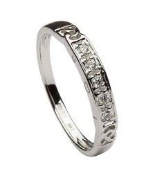 Women's Eternity Knot Ring with Diamonds - White Gold