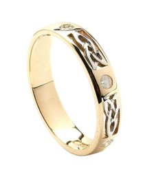 Trinity Diamond Wedding Band - Yellow & White Gold