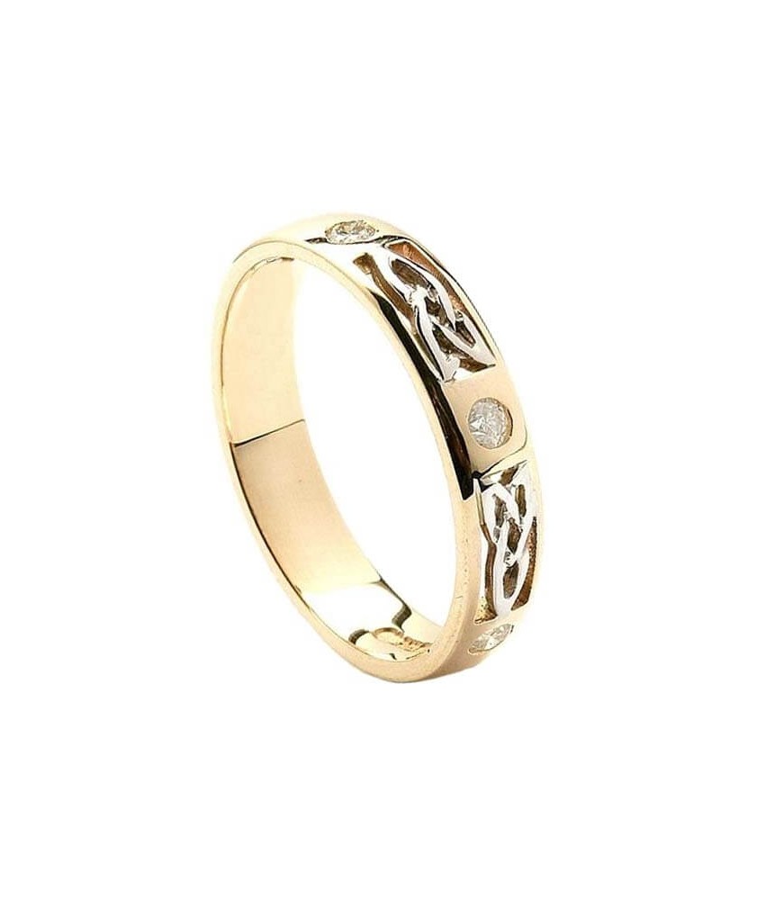 Trinity Diamond Wedding Band - Yellow & White Gold