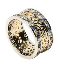 Trinity Cluster Ring with Sapphire Trim - Yellow with White Trim