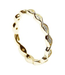 Unendlichkeit Knoten Diamant-Ring - gelbes Gold