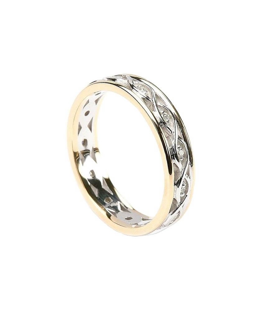 Bague à diamants infini avec bordure - or blanc avec bordure en or jaune