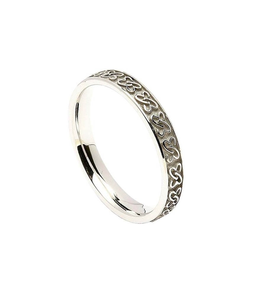 Women's Celtic Hearts Wedding Band - White Gold