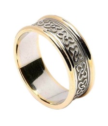 Men's Celtic Hearts Band with Trim - White with Yellow Trim