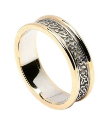 Women's Celtic Hearts Band with Trim - White with Yellow Trim