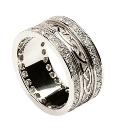 Embossed Celtic Knot Ring with Diamond Trim