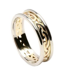 Bague noeud celtique pour femme avec garniture - jaune avec bordure en or blanc