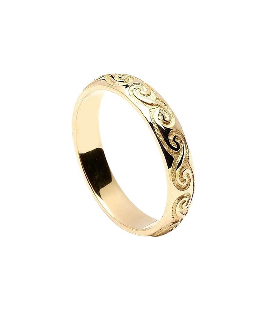 Women's Celtic Spiral Wedding Band - Yellow Gold