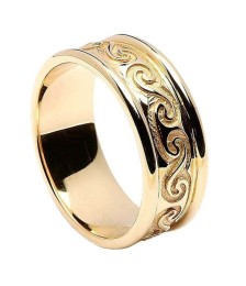 Celtic Spiral Band with Trim - All Yellow Gold