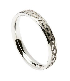 Women's Engraved Celtic Knot Wedding Ring - White Gold or Silver