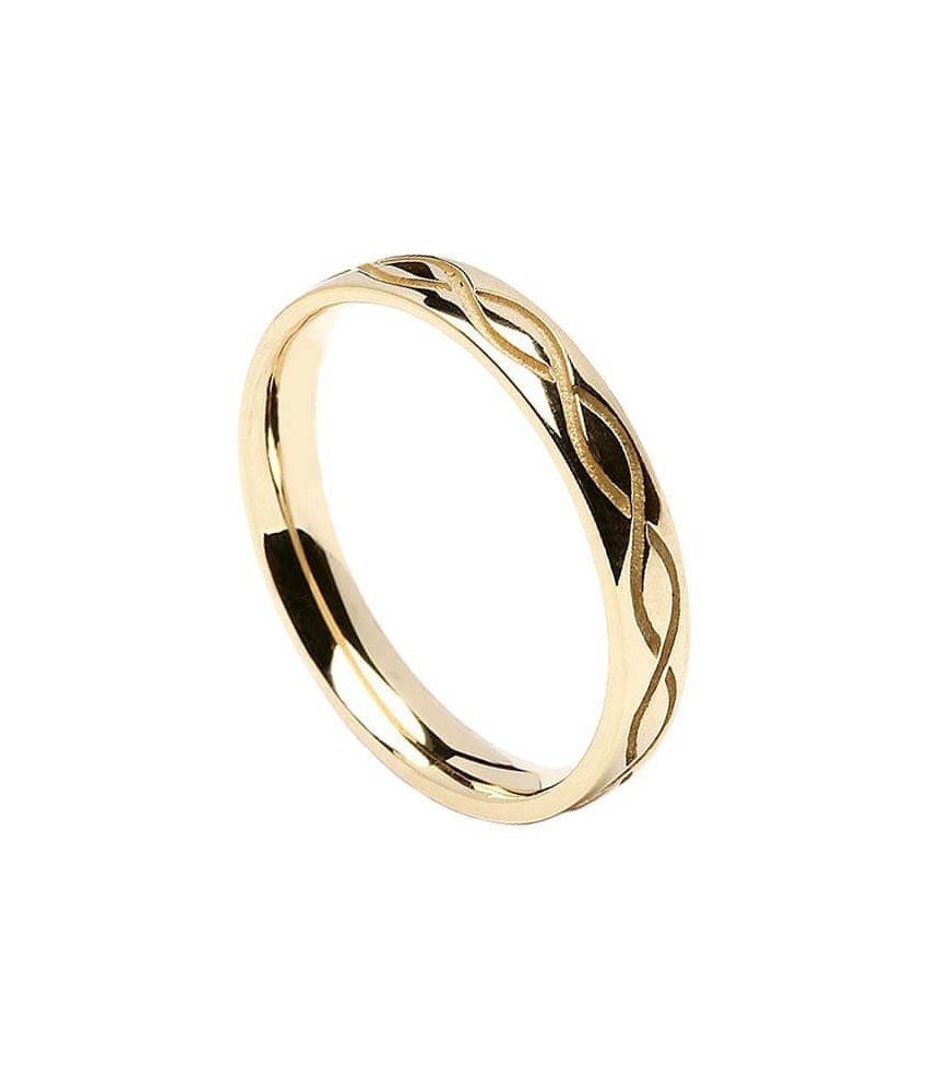 Damen Gravur Spirale Ehering - Gelbgold