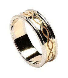 Engraved Spiral Ring with Trim