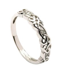 Women's Celtic Diamond Ring in White Gold