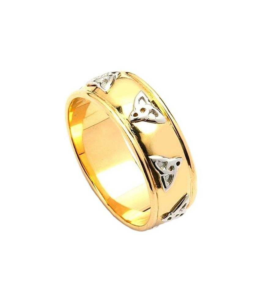 Polished Trinity Knot Wedding Ring - Yellow with White Gold