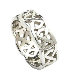 Wide Celtic Wedding Ring - White Gold