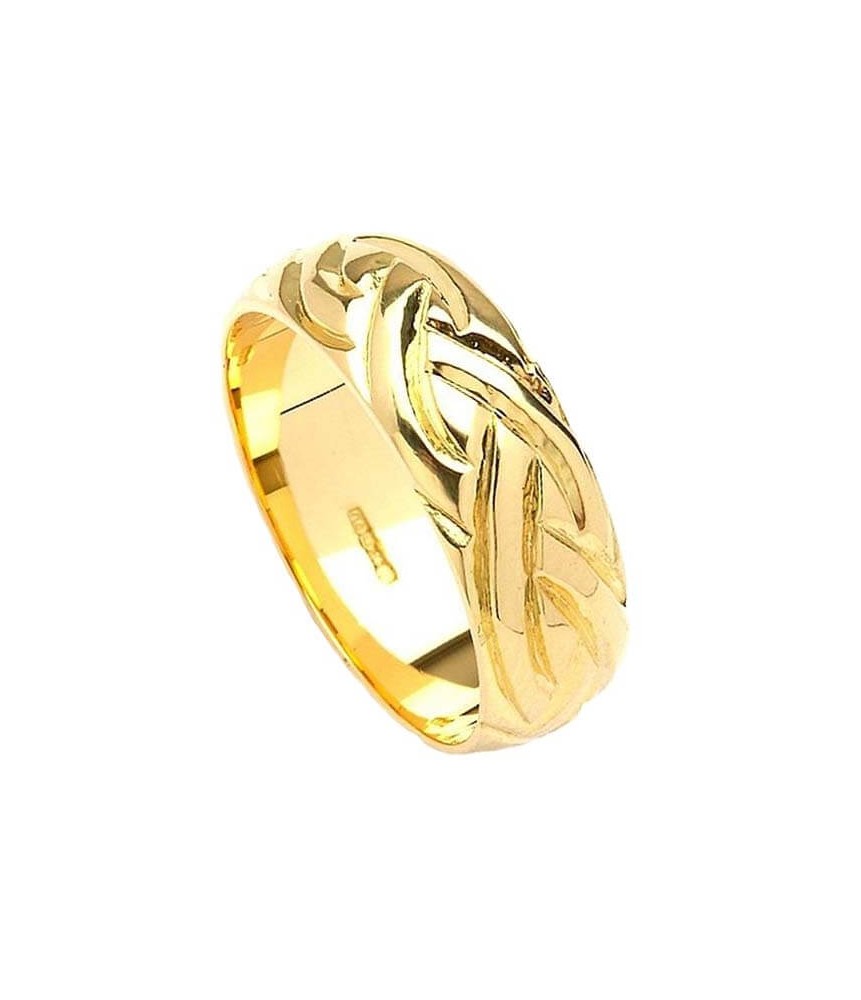 Wide Celtic Weave Design Ring - White Gold