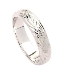 Narrow Celtic Weave Design Ring - White Gold