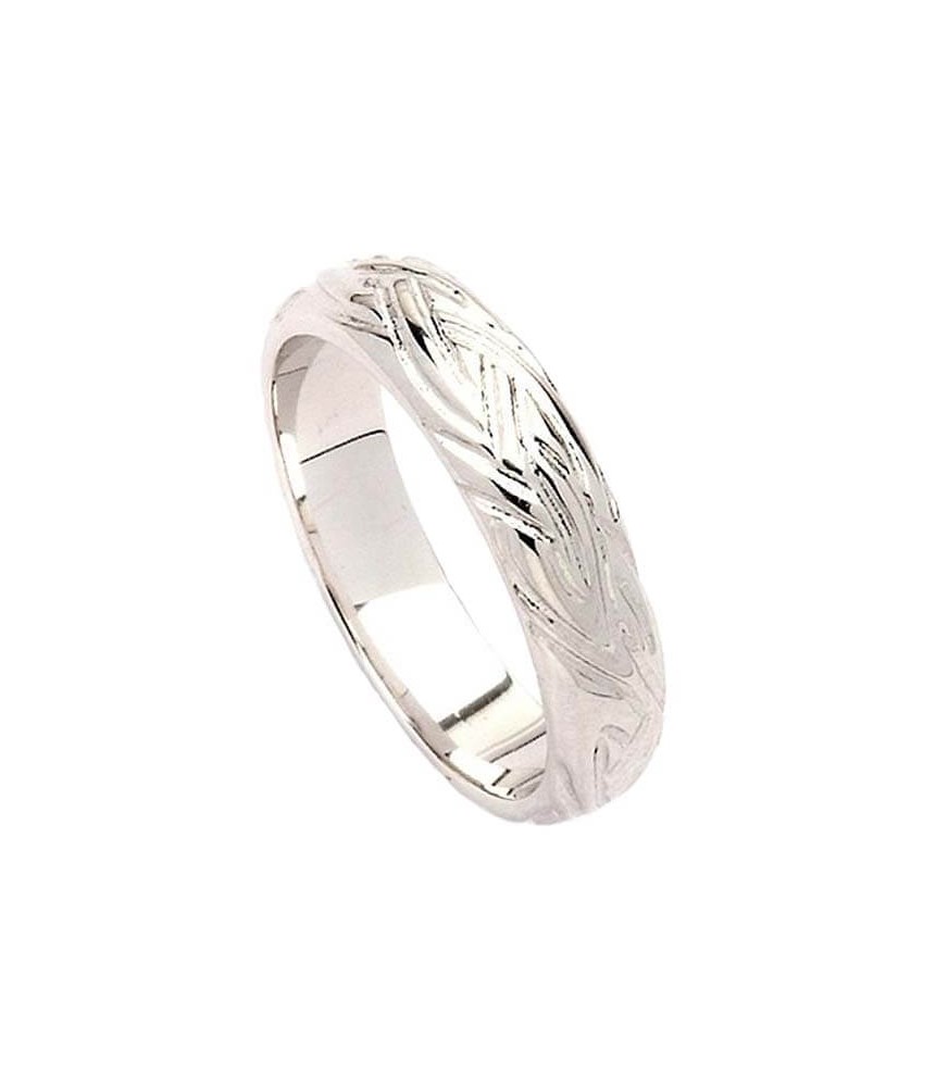 Narrow Celtic Weave Design Ring - White Gold