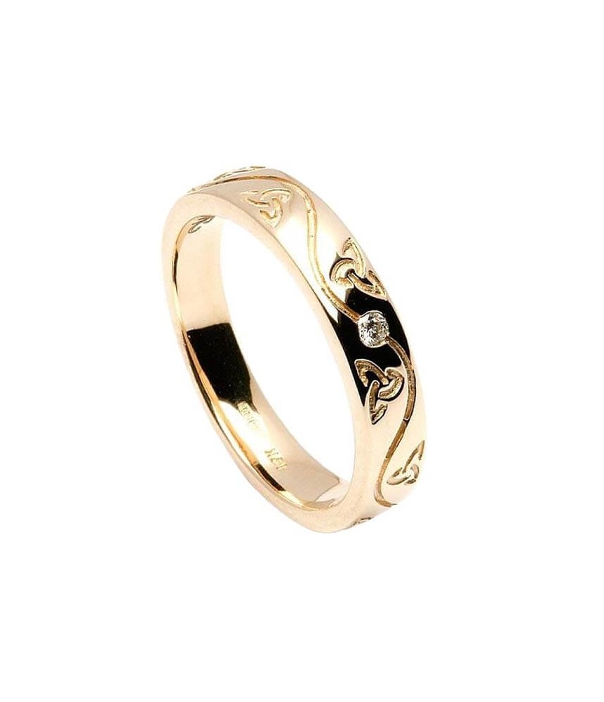 Etain Trinity Spiral Inset Ring - Yellow Gold