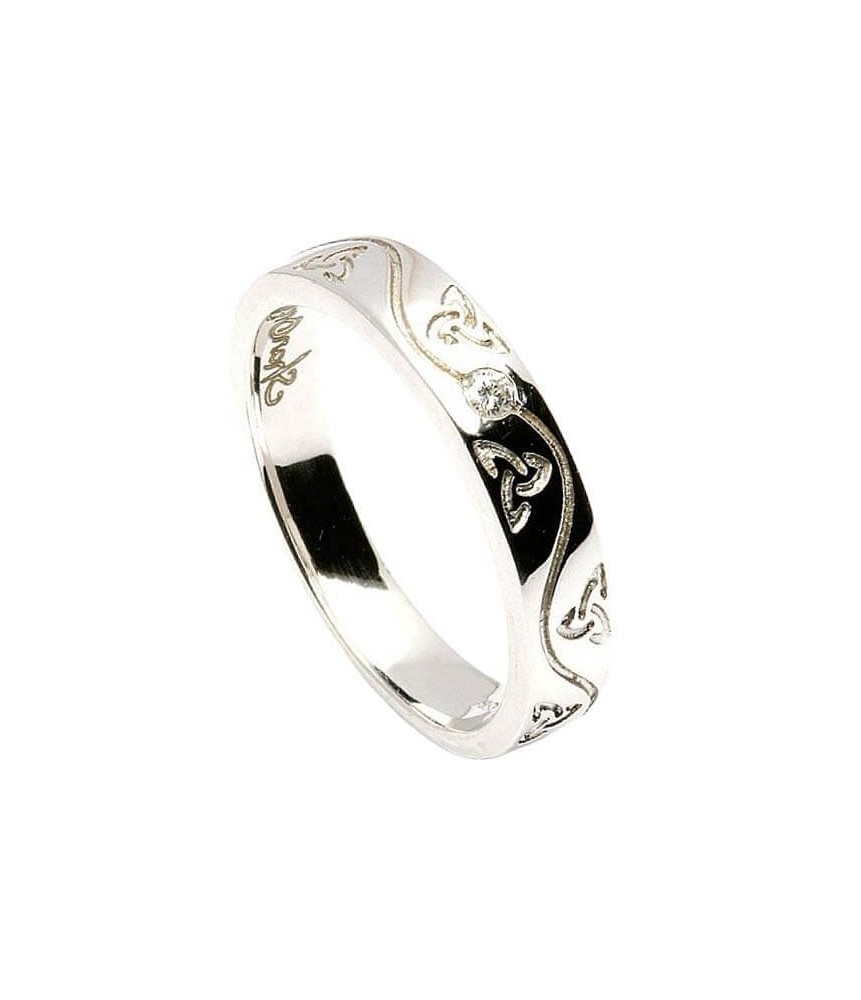 Damen Fianna-Spiralen-Einfügungs ring - Weißgold