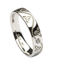 Men's Fianna Spiral Inset Ring - White Gold