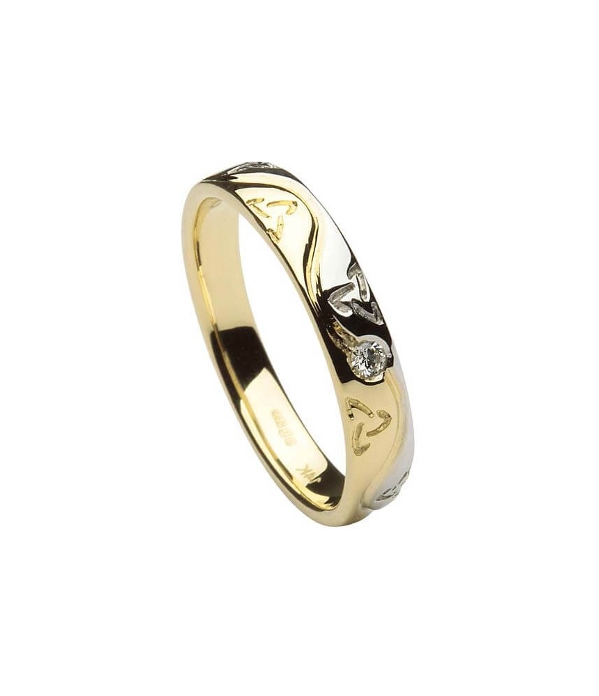 Womens Fidelma Trinity Wedding Ring - Yellow and White Gold