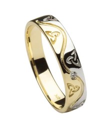 Mens Fidelma Trinity Wedding Ring - Yellow and White Gold