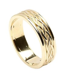 Bague à tissage celtique avec bordure - Tout l'or jaune