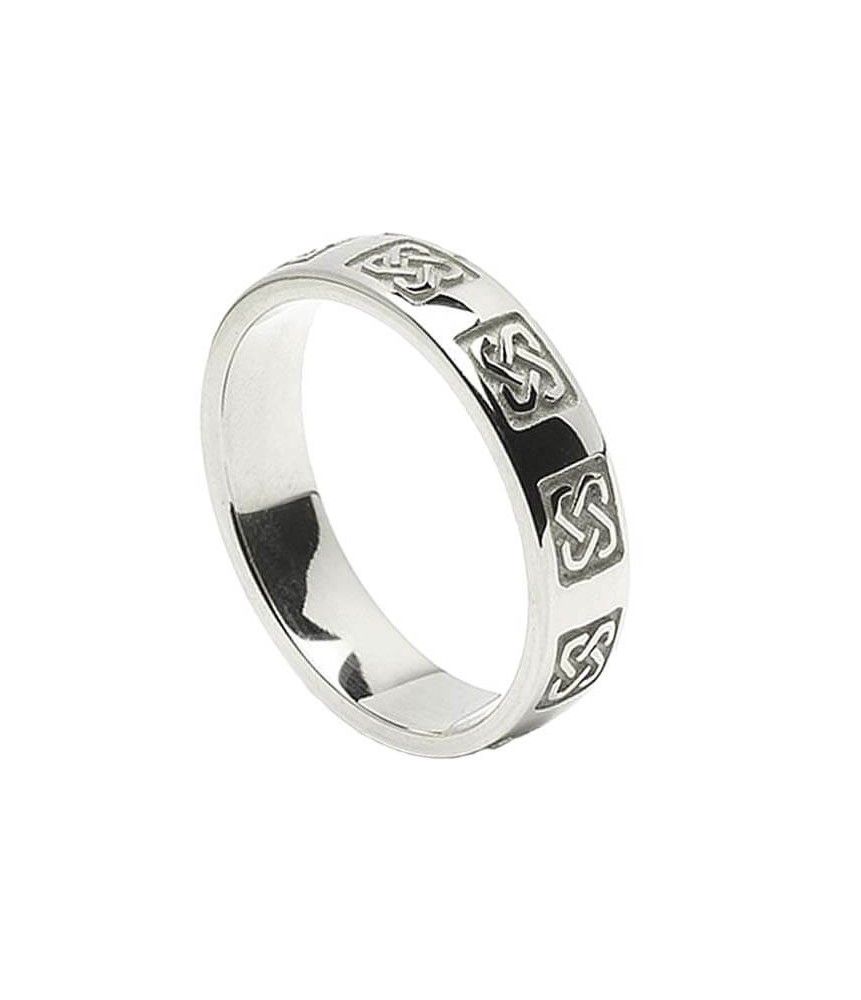 Men's Celtic Wedding Ring - White Gold