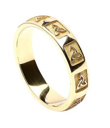 Men's Carved Trinity Knot Wedding Ring - Yellow Gold