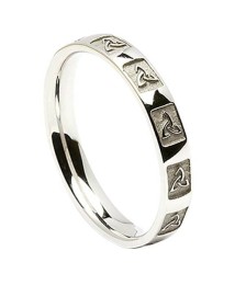 Bague de mariage pour femme avec nœud trinité sculpté - Or blanc ou argent