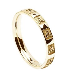 Women's Carved Trinity Knot Wedding Ring - Yellow Gold