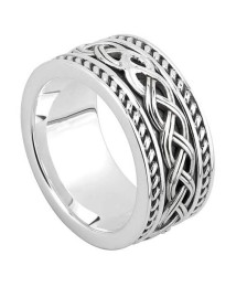 Bague noeud irlandais pour homme - argent oxydé