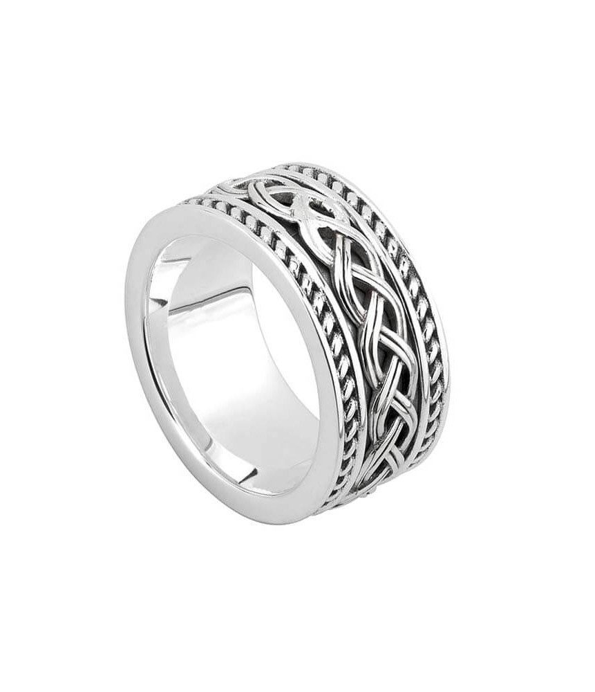 Bague noeud irlandais pour homme - argent oxydé