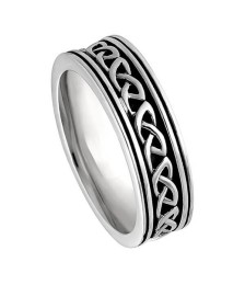 Bague de mariage pour femme avec deux noeuds celtiques - Tout blanc