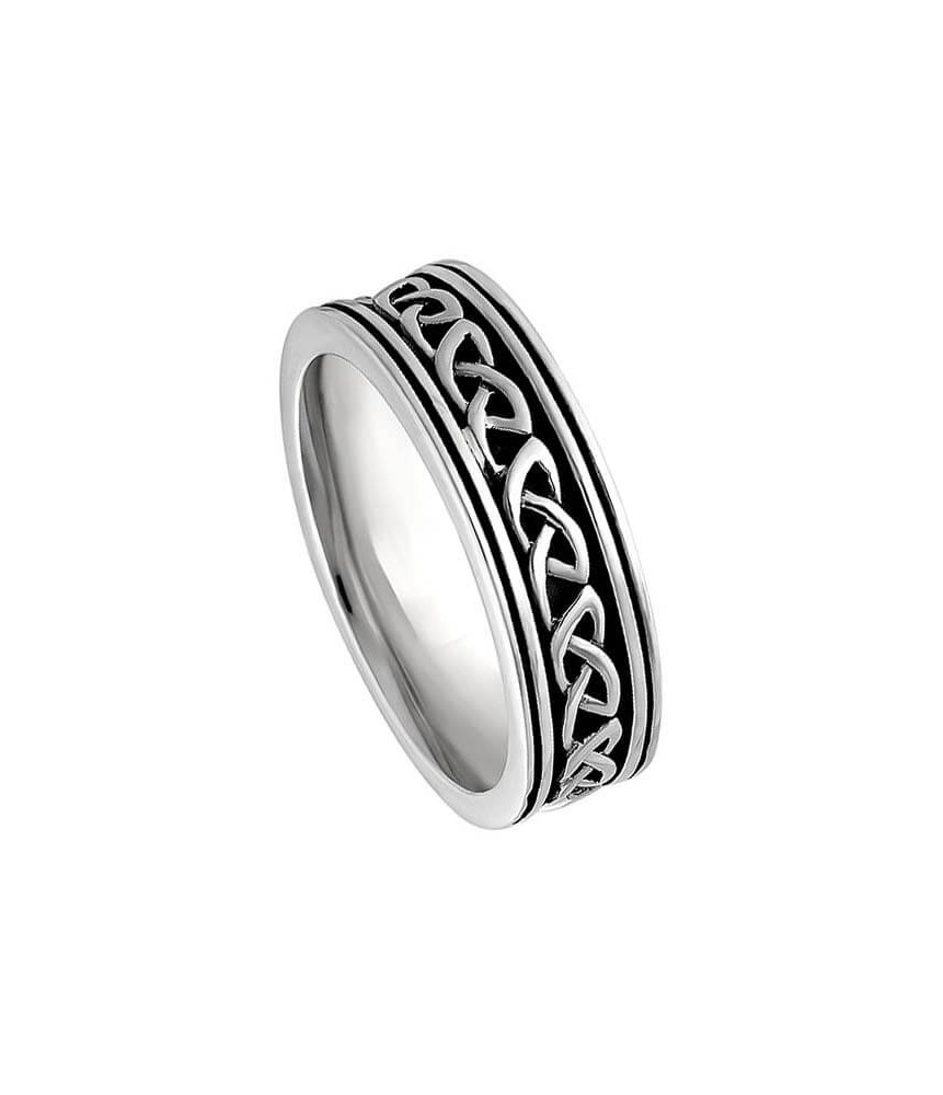 Bague de mariage pour femme avec deux noeuds celtiques - Tout blanc