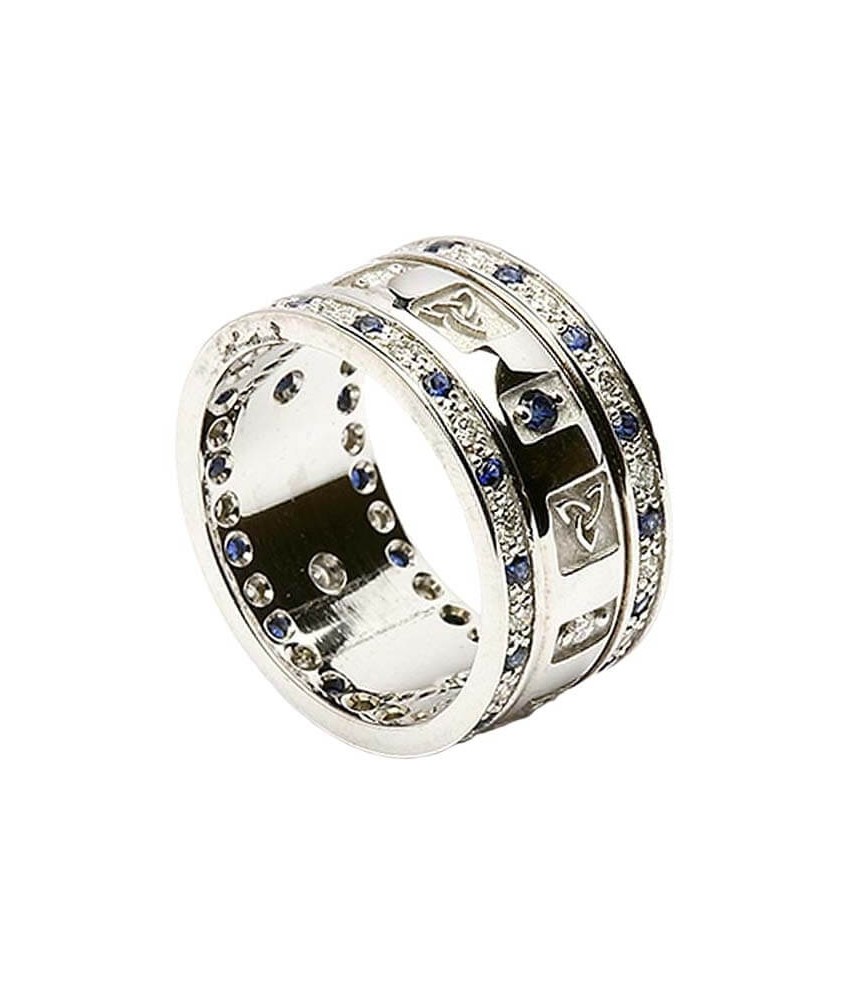 Bague Trinité avec Saphirs et Diamants - Tout l'or blanc