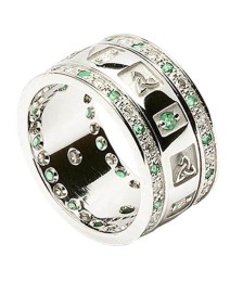 Trinity Ring with Emeralds and Diamonds