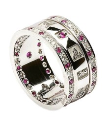 Trinity Ring with Rubies and Diamonds