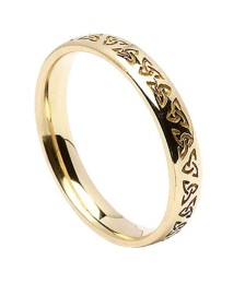 Womens Etched Trinity Knot Wedding Band - Yellow Gold