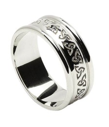 Etched Trinity Wedding Band with Trim