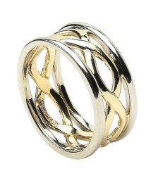 Bague à nœud avec garniture Infinity pour femme - Or jaune et blanc