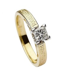 Embossed Trinity Knot Ring with Princess Cut