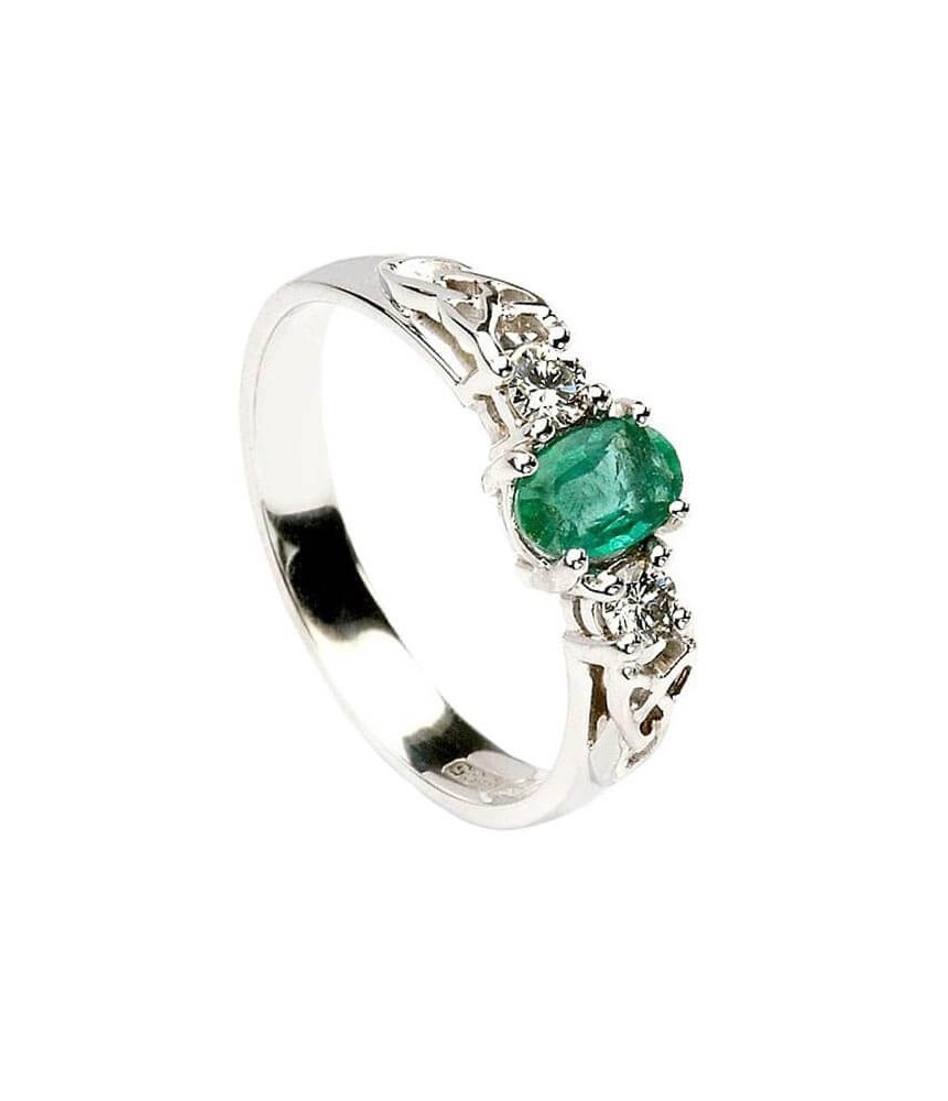 Emerald Engagement Ring - White Gold