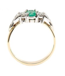 Emerald and Diamond Engagement Ring - Side View