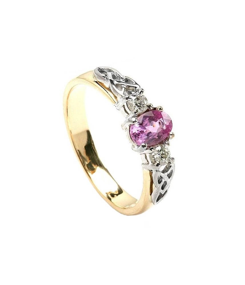 Bague de fiançailles en saphir rose - or jaune